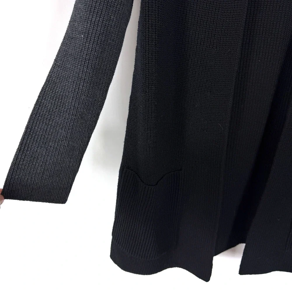 Eileen Fisher Raglan Cardigan Sweater Black Charcoal Merino Wool Women Sz XXS